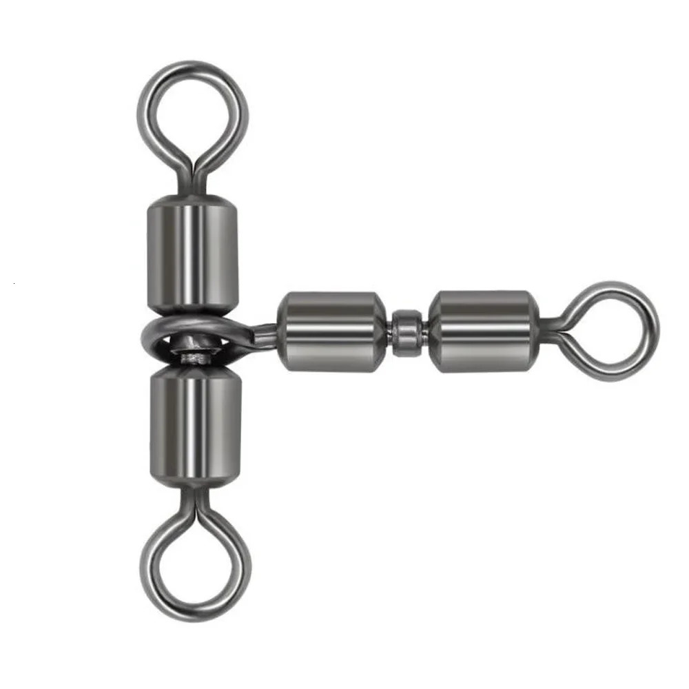 DNDYUJU 10pcs High Speed Rotation Double Connector Fish Hook Split Line Swivel Rolling Swivels Tackle Fishing Accessories 250807
