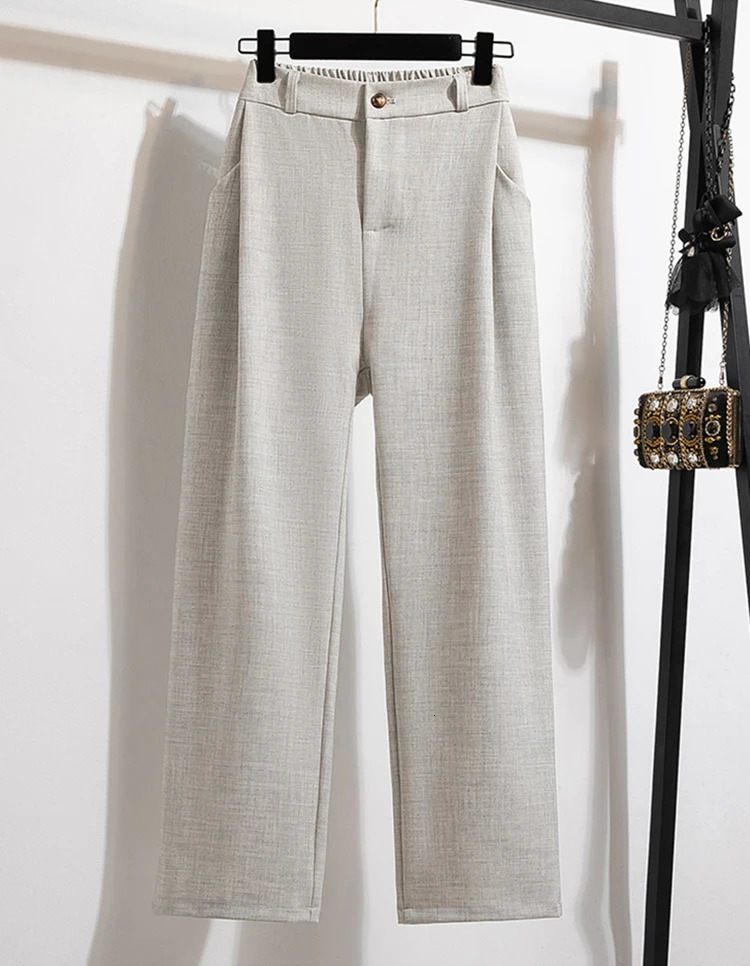 Plus Size Suit Pant 2024 Autumn Winter Arrivals High Elastic Waist Korean Fashion Pants And Trouser 250808