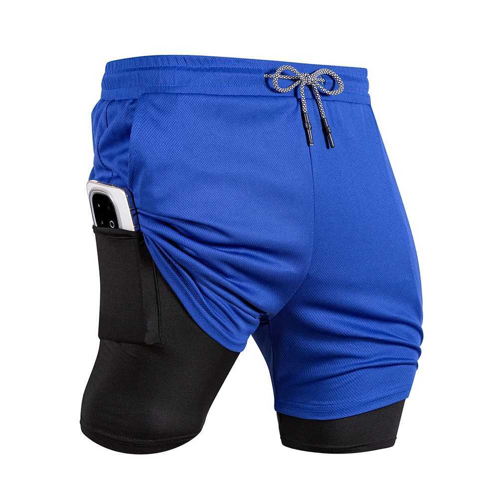 Mens Fitness Training Shorts Summer 2 in 1 Quick Dry Breathable Running Shorts Men Jogging Outdoor Sports Shorts Male Clothing Y250814