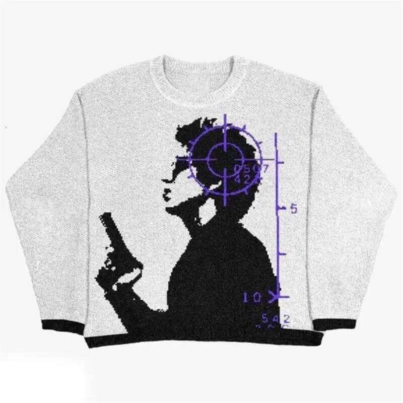 Dark Angel Knitwear Sweater Male 2024 New Winter Wool Pullovers Hip Hop Haruku Men's Jumpers Women's Y2k Vintage Knit Sweaters