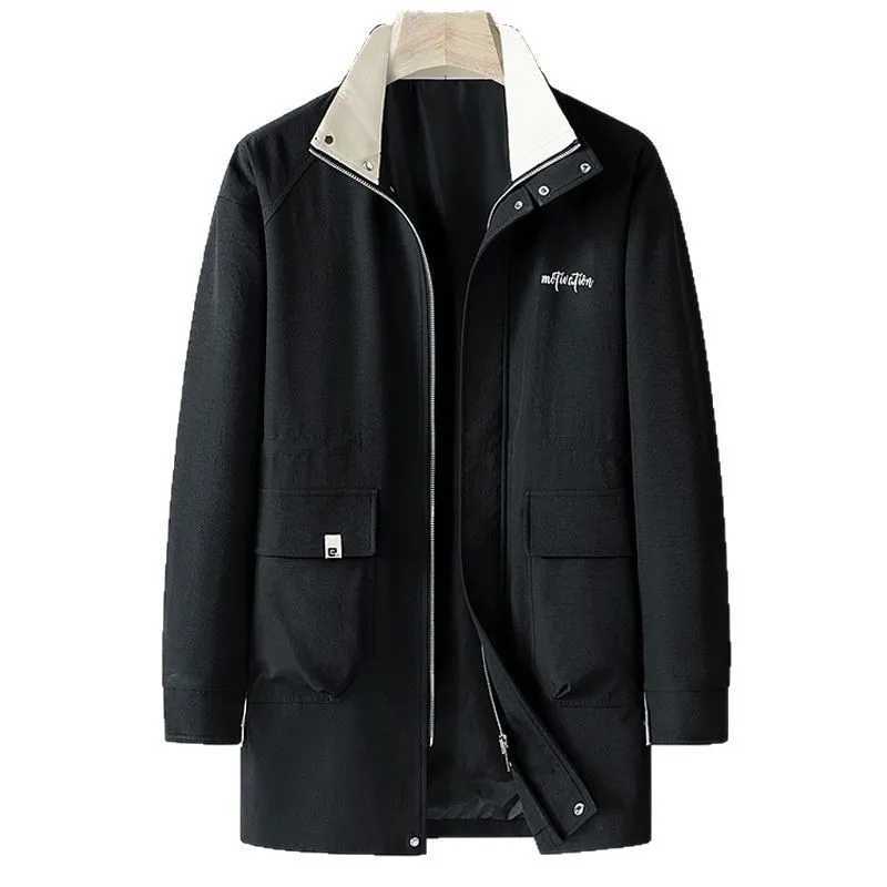 New arrival fashion super large medium to long windbreaker mens spring autumn casual coat plus sizes L-4XL 5XL 6XL 7XL 8XL 9XL W250815