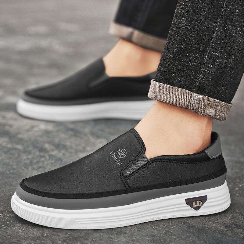 Spring 2025 New Plus Size Bean Breathable And Casual Loafers, Fashionable Leather Shoes, Trendy Men's Shoes
