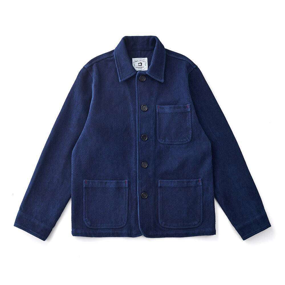 Designer Clothing 2025 Vintage French Indigo Cargo Men Autumn Winter New Lapel Multi-Pocket Blue Dyed Tooling Jacket Retro Casual Cardigan Coat