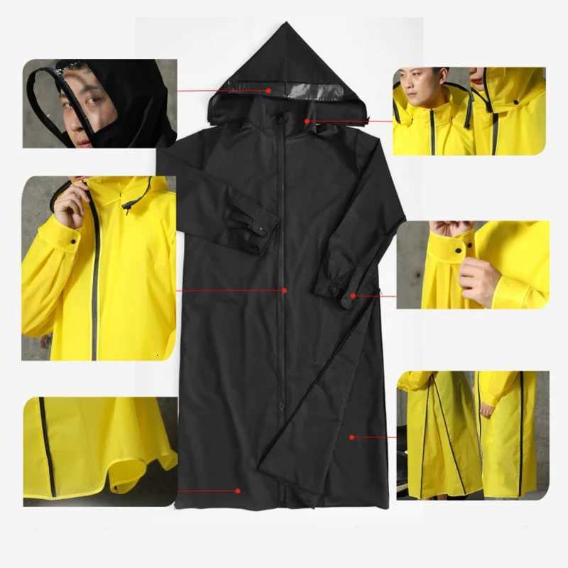 2024 Hot Sale EVA Raincoat Women/Men Zipper Hooded Poncho Motorcycle Rainwear Long Style Hiking Poncho Environmental Rain Y250814
