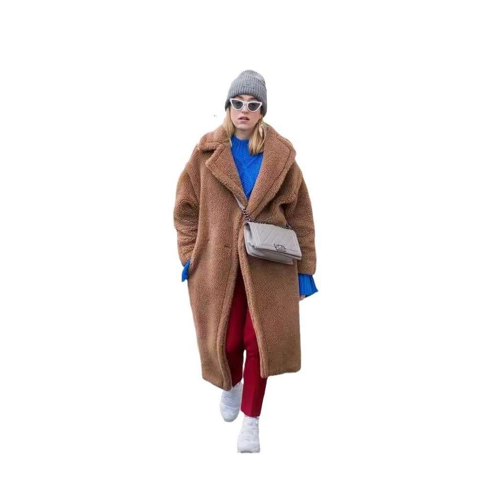 Winter Jacket Women Long Coat Wool Woven Fabric Thick Warm Outerwear Oversize Fashion Streetwear Teddy Bear Coats