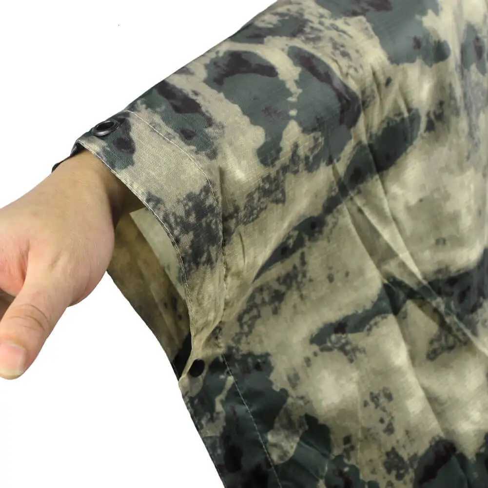 Tactical Jungle A-TACS FG Camouflage Folding Raincoat Portable Poncho Men Waterproof Tourism Rain Cover Army RainWear Y250814