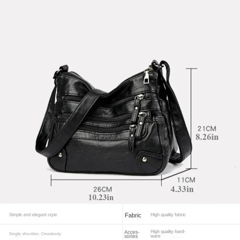 Womens Soft Leather Shoulder Bag Fashionable and Versatile Double Layered Crossbody Korean Large Capacity 250811