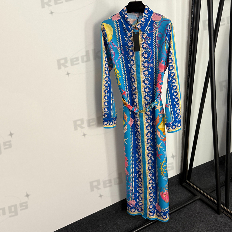 Women Designer Dresses Luxury Print Waist Long Skirts Holiday Vacation Personality Dress Hip Hop Party Dress