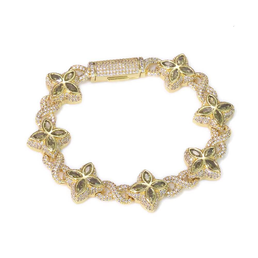 Designer necklace Hip Hop Jewelry Flower Cross Design Iced Out Diamond Chain Silver Gold Four Leaf Clover Infinity Miami Cuban Link Bracelet