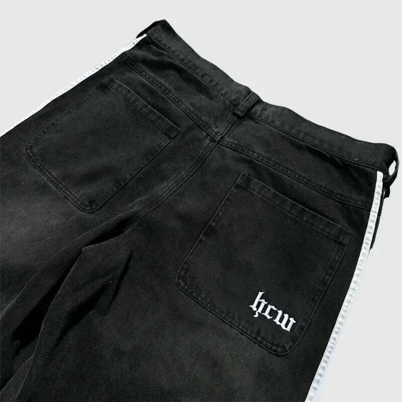 Y2K Baggy Jeans Haruku vintage Striped Embroidered high quality Sweatpants men women Hip Hop Casual wide leg jeans streetwear