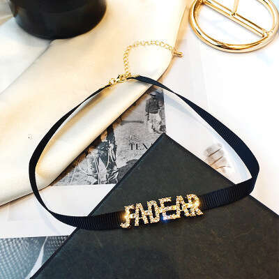 Black Letter Choker for Women, Clavicle Chain, Trendy Cool Collarbone Short Neckband, Layered Necklace, Fashionable Commuter Necklace