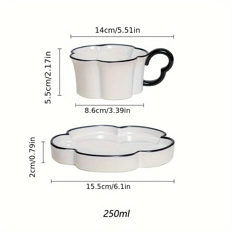 Luxury Floral Ceramic Coffee Cup Set Modern Mugs with Dish Spoon Afternoon Tea Cup Dessert Plate Perfect for Office Home Gift 250815