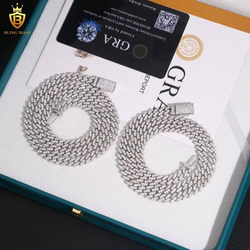 USA Stock Wholesale Price Moissanite Chain Cuban Hip Hop Style Cuban Link Chain 6 mm Sterling Silver Cuban Necklace