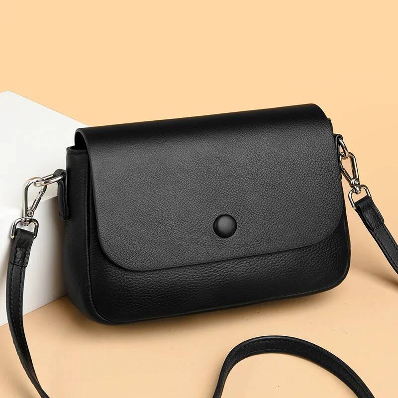 Designer Solid Color 100% Genuine Leather Women Shoulder Crossbody Bags Fashion Women's Totes Female Handbags Sac A Main