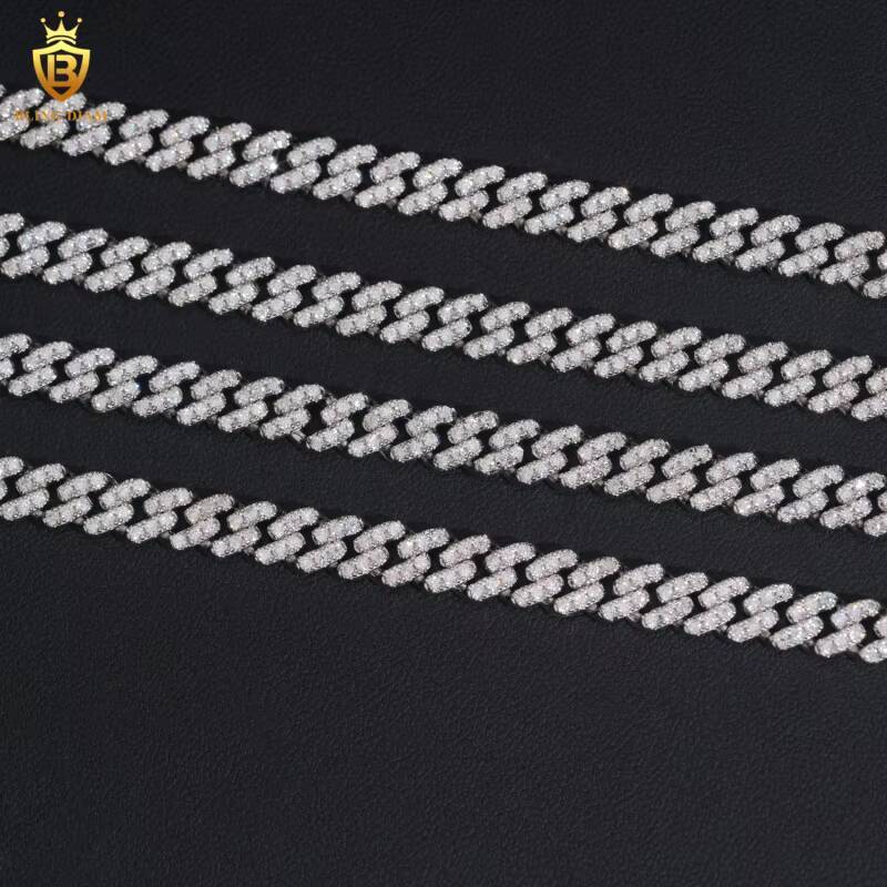 USA Stock Wholesale Price Moissanite Chain Cuban Hip Hop Style Cuban Link Chain 6 mm Sterling Silver Cuban Necklace