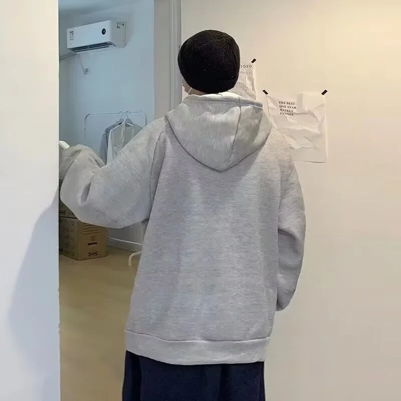 Autumn Turtleneck Fleece Hoodies Men High Street Oversize Pullover Hoodie Unisex Y2K Vintage Hooded Sweatshirts Clothes 250814