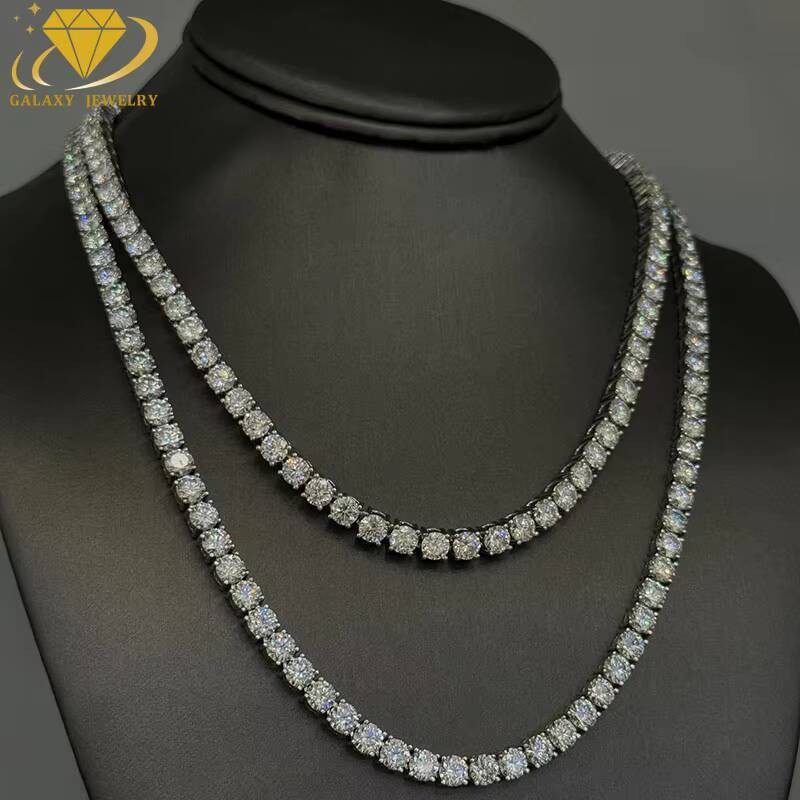 Hot Sale Men Women Moissanite Diamond Necklace 6mm 925 Sterling Sliver Tennis Chain Hip Hop Jewelry