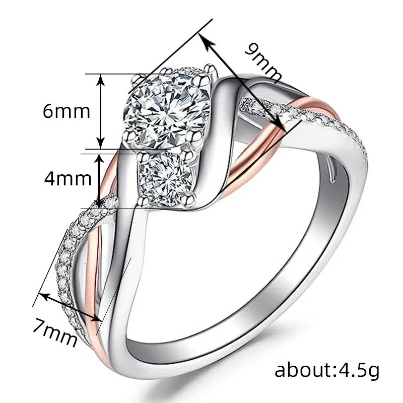 925 Sterling Silver Wedding Rings for Women Brilliant Crystal Cubic Zirconia Engagement Party Fashion Jewelry 250807