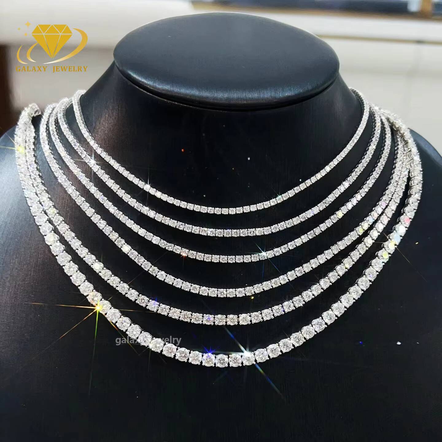 3mm 4mm 5mm Moissanite Tennis Bracelet Choker Vvs Diamond 925 Sterling Silver Iced Out Moissanite Tennis Chain Necklace