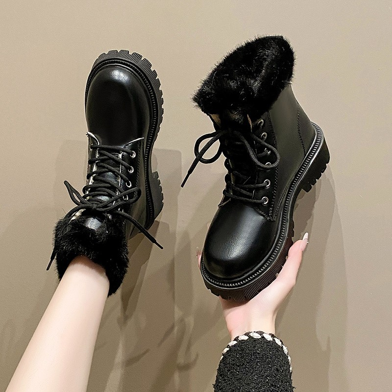 Designer shoes free shipping Autumn Winter Fashion vintage Versatile Velvet Martin Boots Women's Large Size 35-42