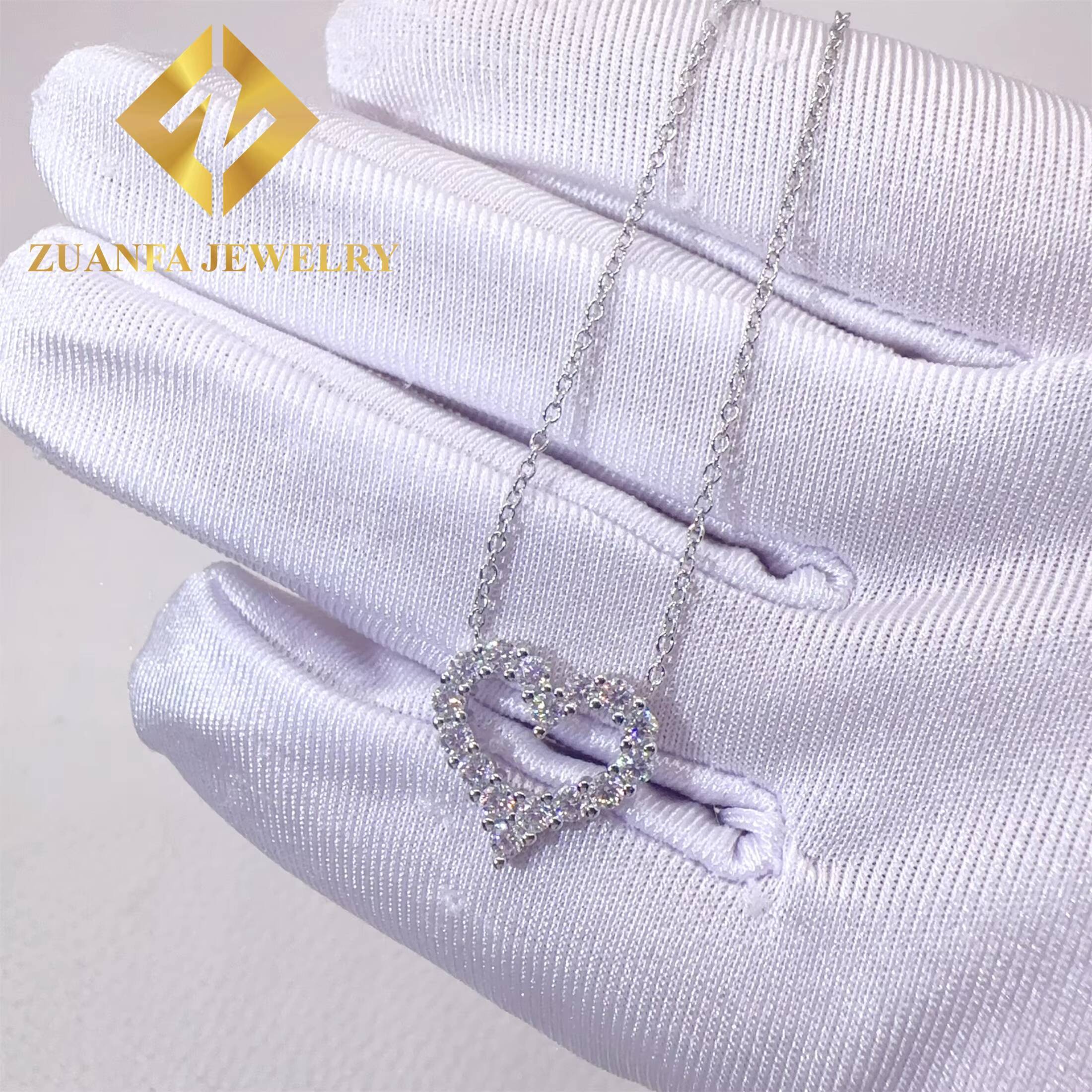 Drop Shipping Lowest Price Women Jewelry Luxury S925 VVS1 Heart Moissanite Diamond Pendant Necklace Set Ladies Gift