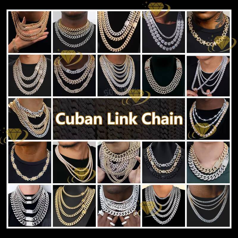 Hiphop Thick Cuban Curb Chain Real Solid S925 Silver Mens Gold Plated Polishing Necklace Heavy Miami Cuban Link Chain