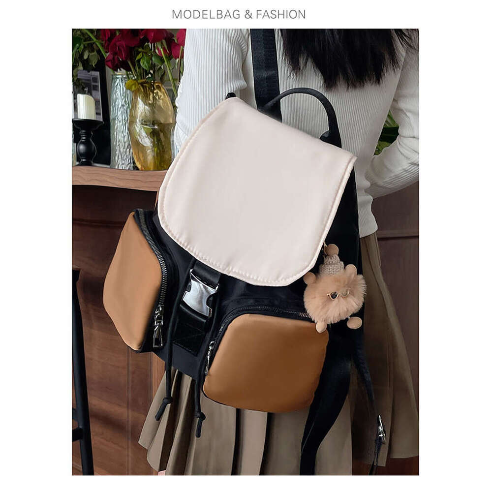 Niche Simple for Women Bags Designer Women 2025 Summer New Fashion Color-Block Backpack College Student Casual Travel Bag