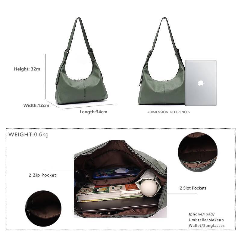 SC Women Cowhide Crossbody Bag Large Casual Shoulder Purse Wide Strap Handbag Female Daily 100% Genuine Leather Hobo Sack