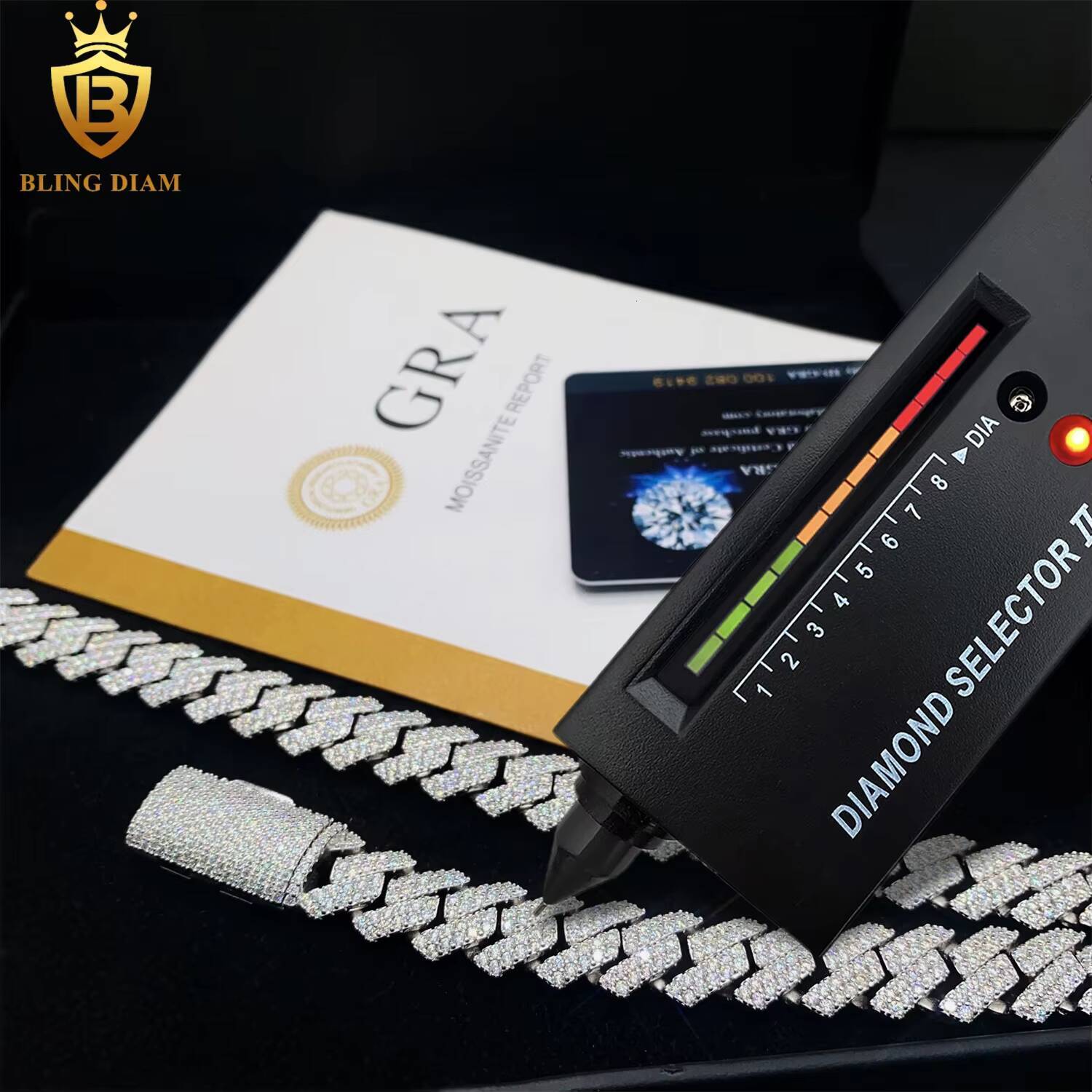 13mm Miami Hip Hop Jewelry Necklace 925 Sterling Silver Moissanite Cuban Link Chain Iced Out Gra Certificate