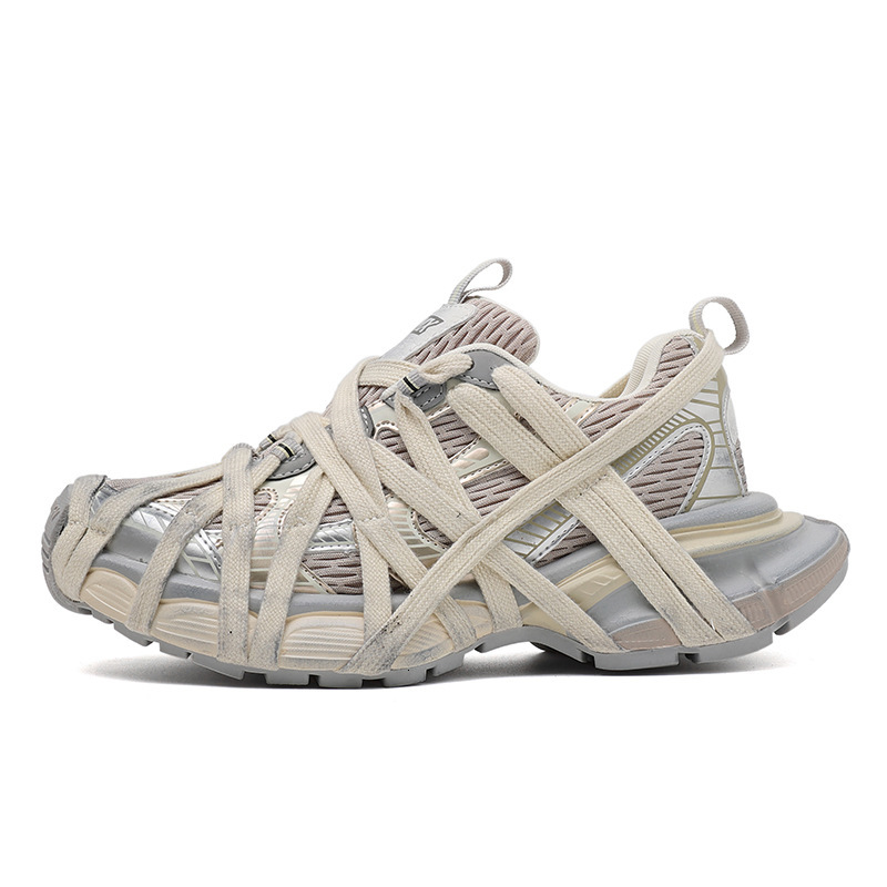 Retro dirty shoe designer thick soled dad shoes 2025 new height increasing sports shoes