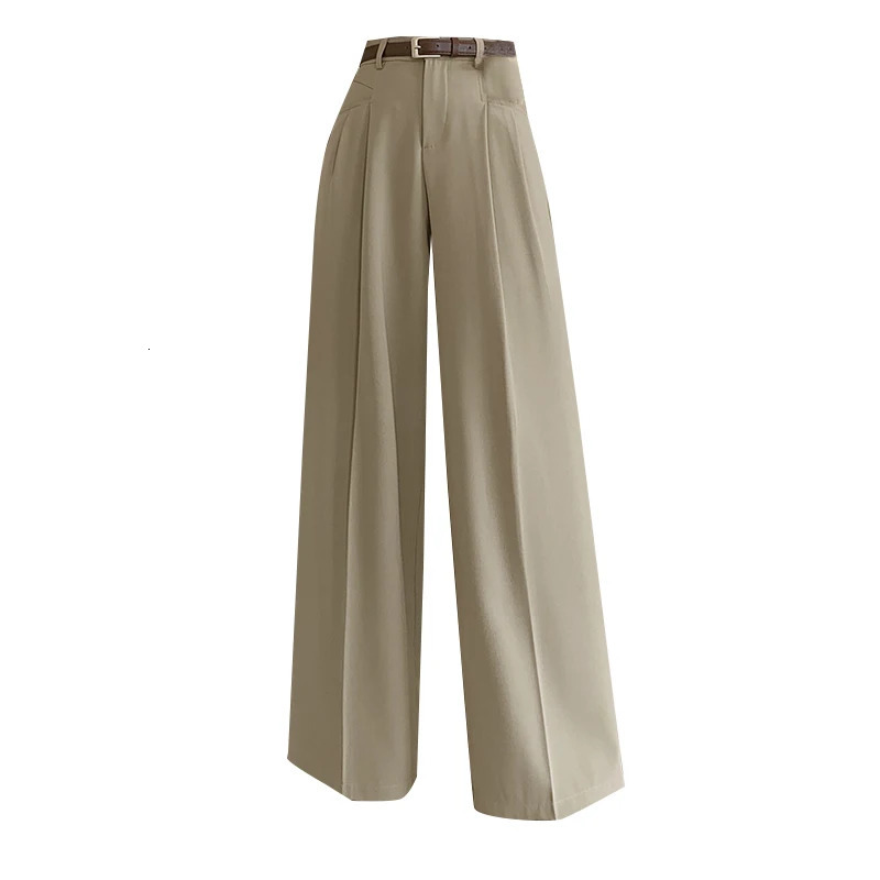 Seoulish Vintage High Waist Womens Casual Suit Pants 2024 Autumn Office Lady Workwear Wide Leg Trousers Female 250808