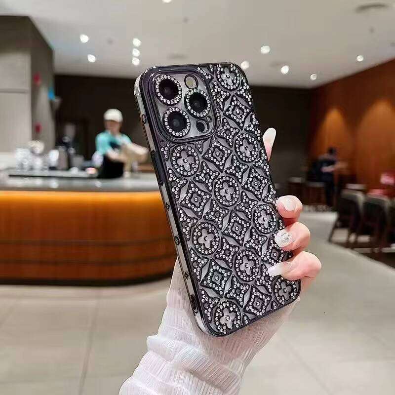 DHgargets Sparkling Glitter Phone Case for iPhone - Luxury Electroplated Bling Shockproof TPU Cover with Glamorous Diamond Design