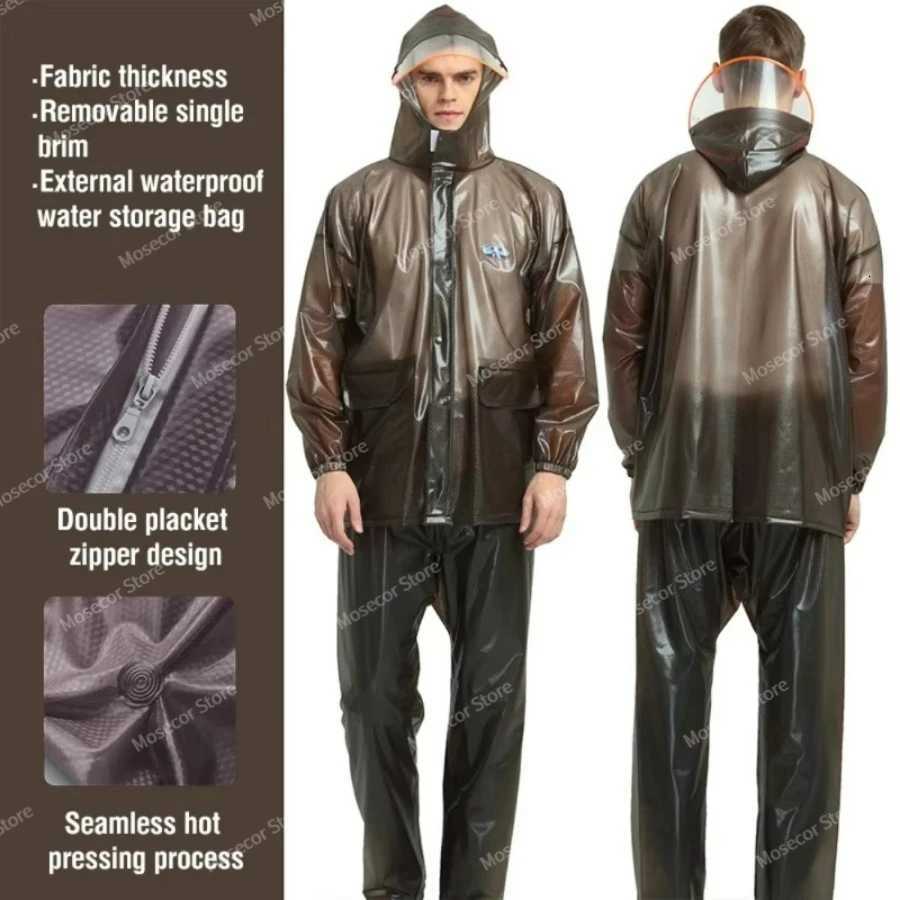 Women Men Raincoat for Cycling Outdoor Motorcycle Tourism Hiking Adult Transparent Split Waterproof Rain and Pants Sets Y250814