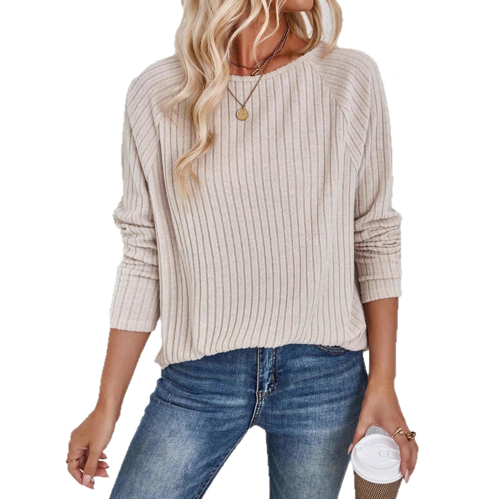 Spring New Women's Loose Long Casual Solid Color Fleece Insert Sleeve T-Shirt for Women