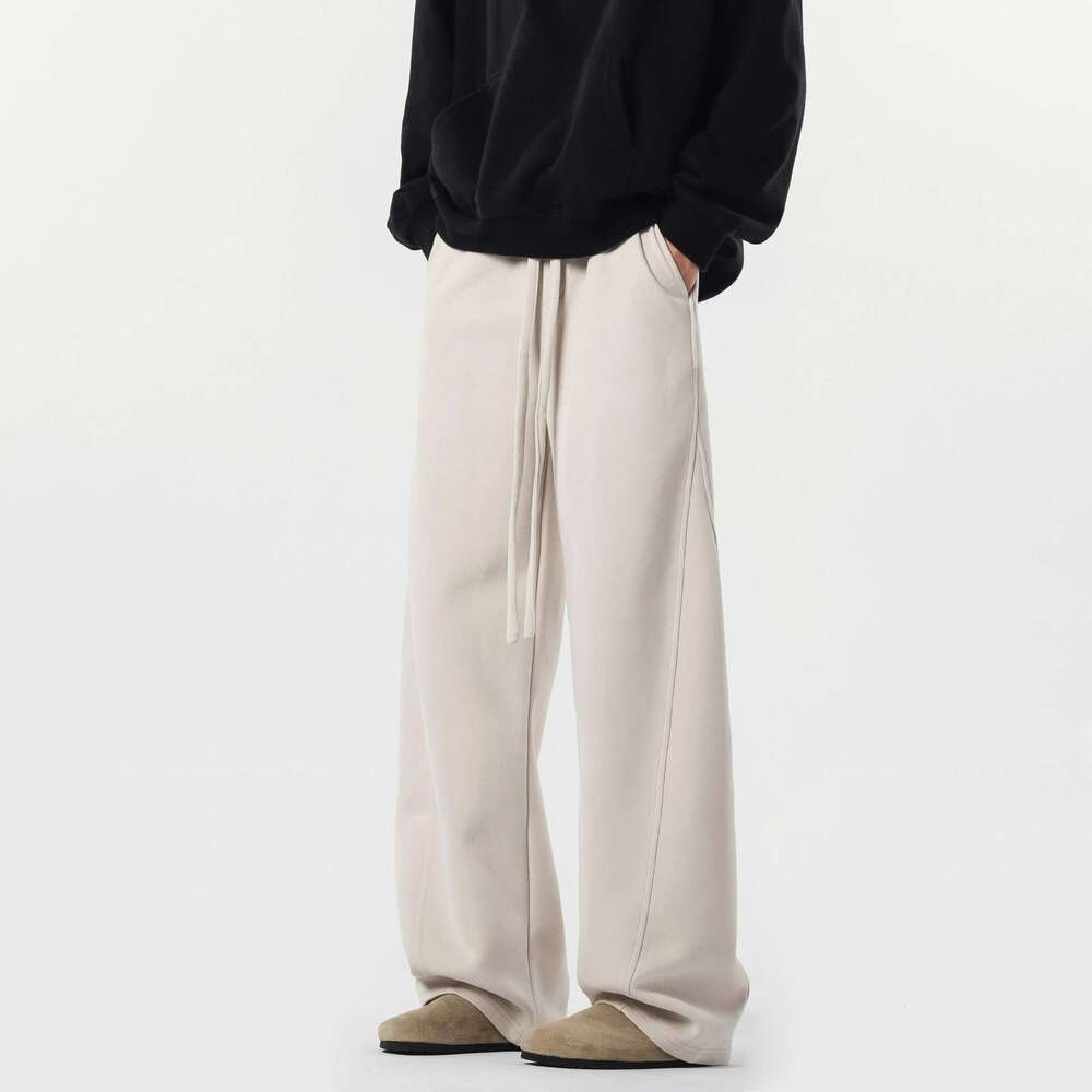 American High Street Scimitar Men's Autumn Trendy Brand Spliced Wide Leg Sports Sweatpants Versatile Straight Casual Pants B5