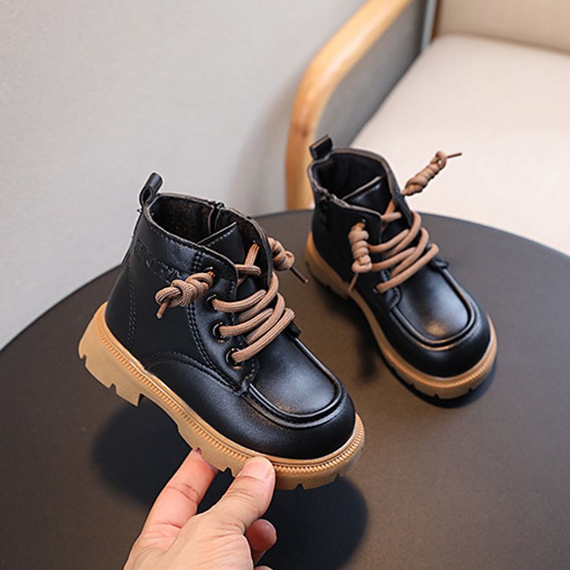 Children Leather Boots Girls Boys Autumn Winter New Fashion British Style Kidsnest Casual Comfortable Toddler Short Boots Kids Ankle Boots Size US 5C-