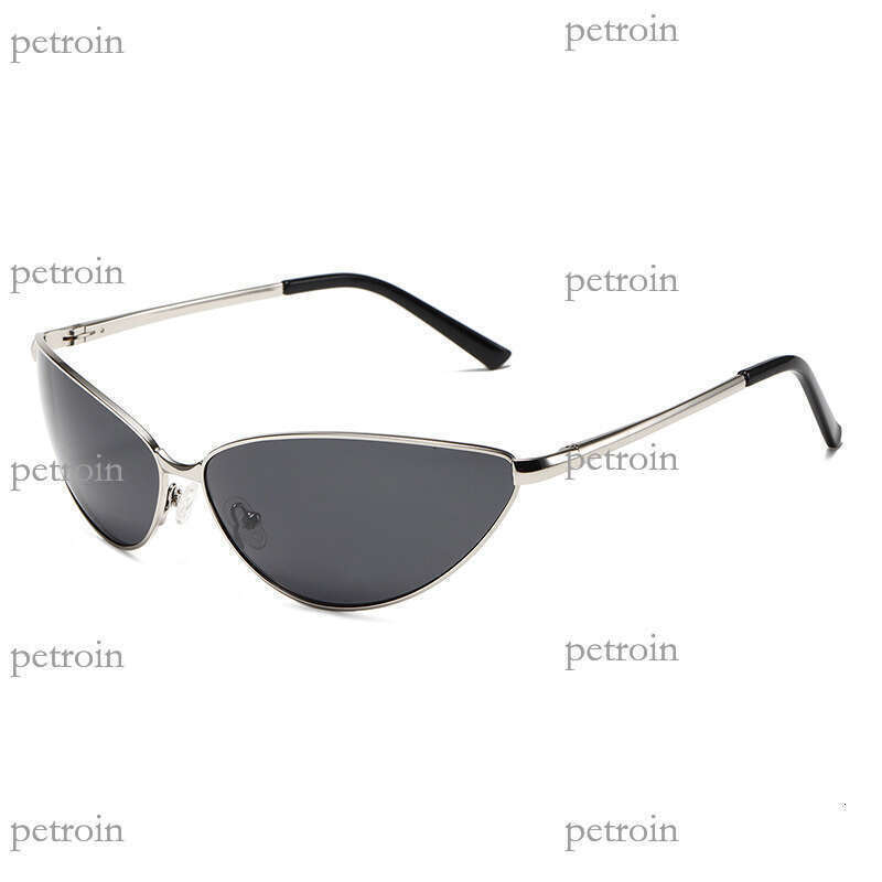New Trendy Personality Polarized Metal Cat Eye Spring Hinge Sunglasses Future Y2K Hot