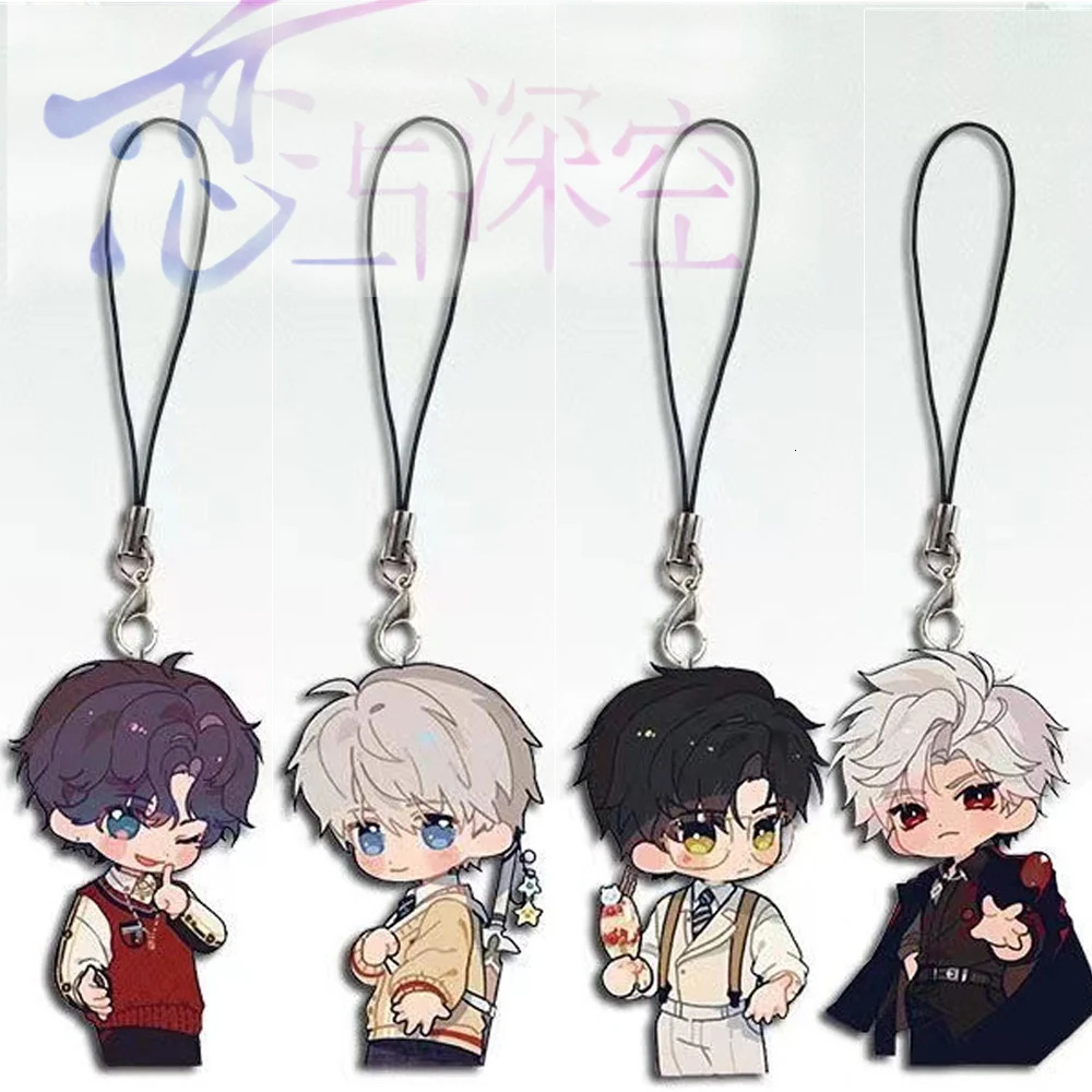 Love and Deepspace Sylus Qin Che Rafayel Xavier Zayne Q Version Cosplay Key Chain Acrylic Keychains Mobile Phone Lanyard Pendant 250811