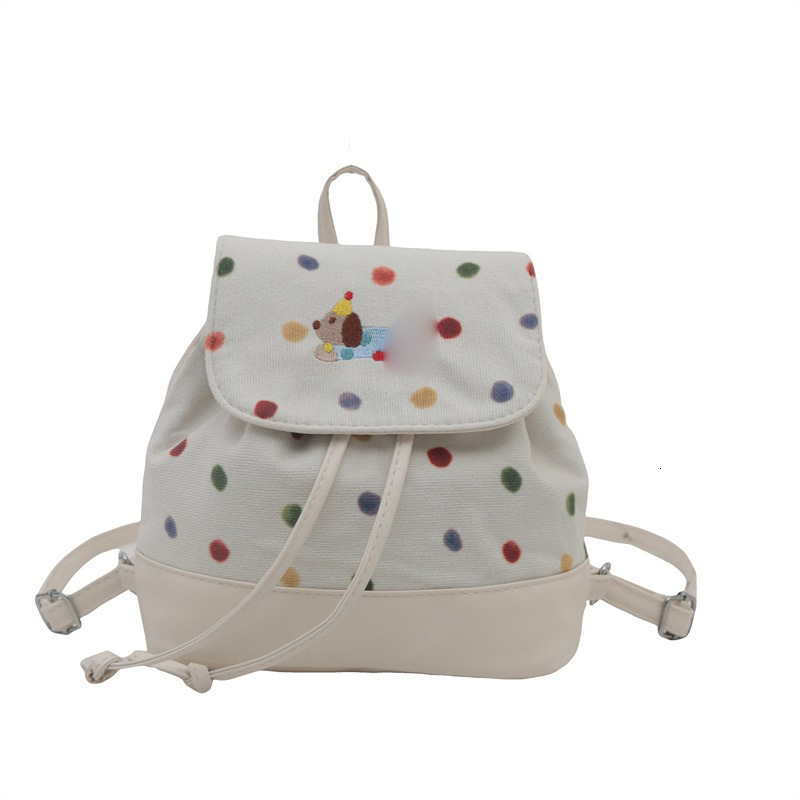 Autumn New Neutral Style Backpack Cute Polka Dot Sausage Dog Embroidered Backpack Commuting Small Backpack Outdoor Leisure Women's Bag Autumn Des