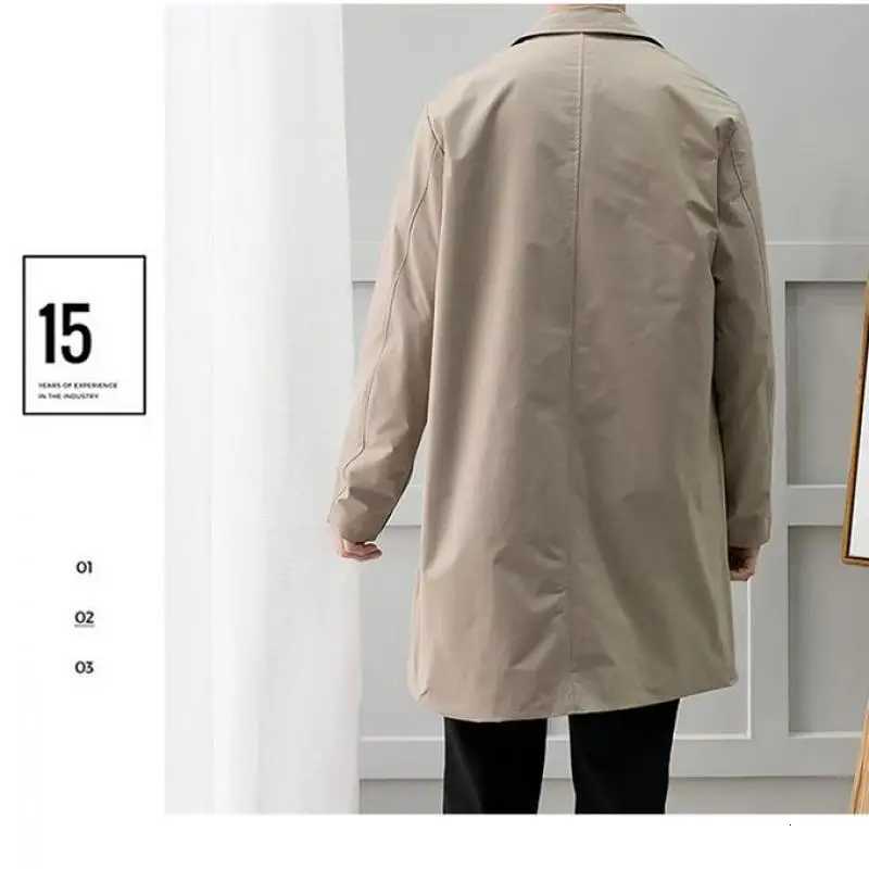 Mens M-5XL Plus Size Trench Coat Loose Fit Long Lapel Single Breasted Windbreaker Jacket Button Overcoat Men Clothing XXXXXL W250815