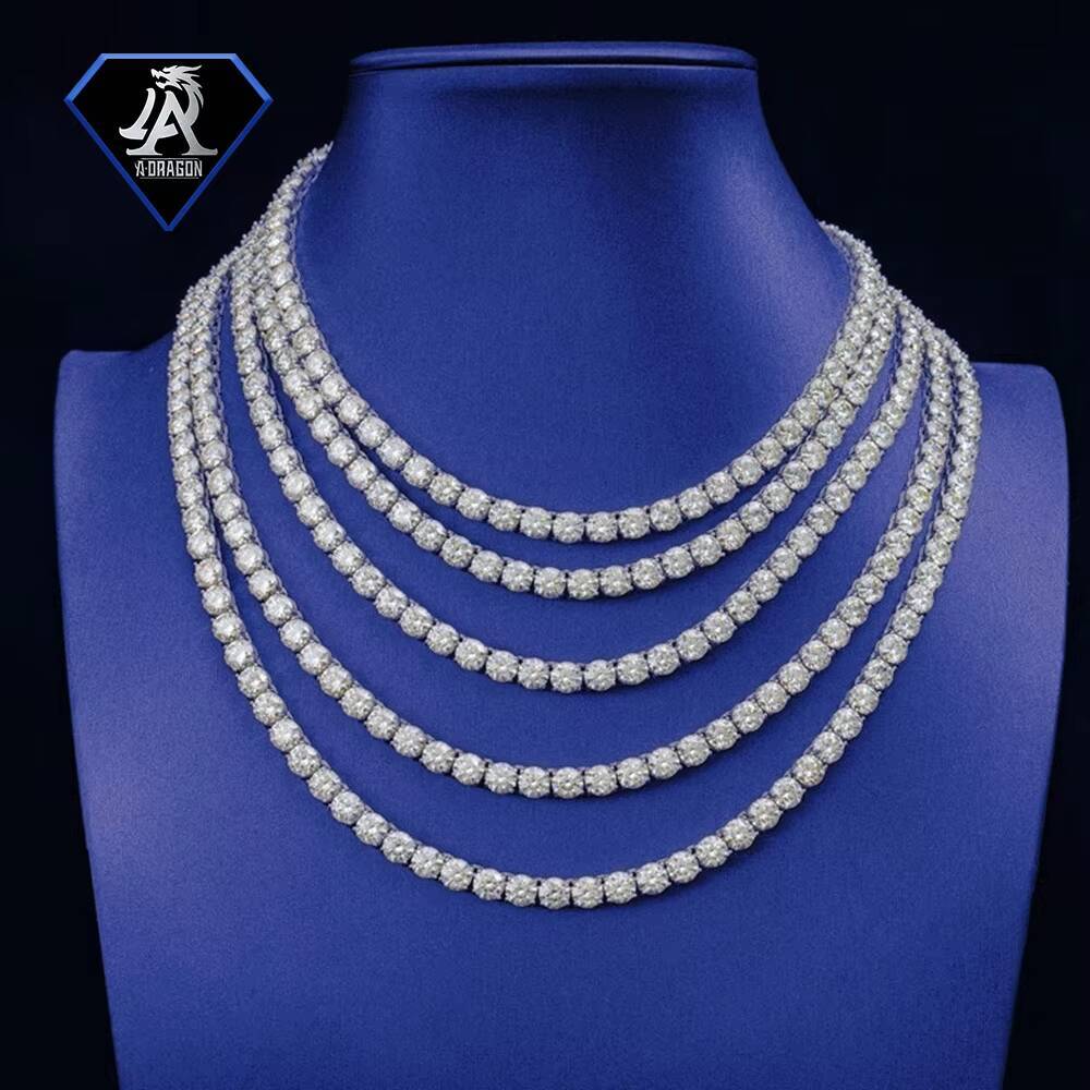 4mm Multicolor Moissanite Tennis Chain VVS Clarity Gold Plated 925 Sterling Silver Unique Design Moissanite Tennis Chain
