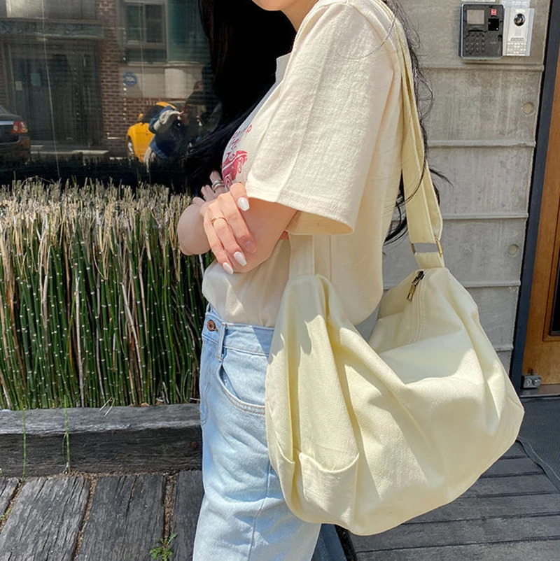 Women Shoulder Bag Large Canvas Crossbody Bags For Women Fashion Korean Female Student School Bag Chic Messenger Bag Handbags 250809