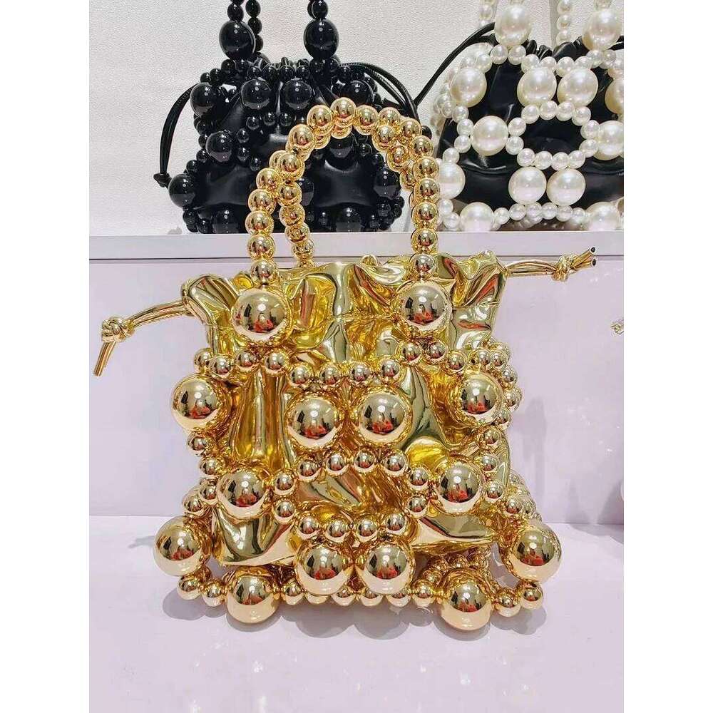 Designer bag 52 Beads Beading Handmade Women's Handbag String Pocket Bucket Fashion Evening Wedding Clutch Purse Shoulder Bag