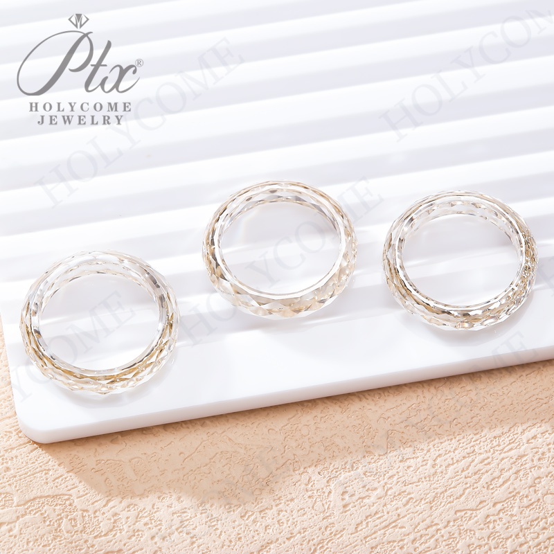 Pass Diamond Tester Faceted Moissanite Ring Unique Champagne Fashion Charm Jewelry Hand Carved Crafts Gifts Women Men Customized Ring