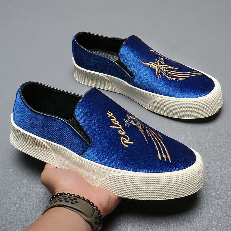 Le Fu Summer Breathable Thin One Step New Thick Soled Height Increasing Casual Leather Men's Bean Shoes