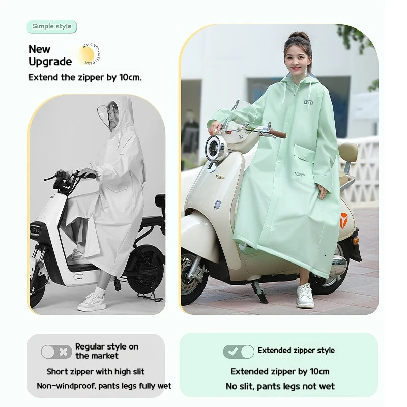 Long full-length anti rainstorm raincoat poncho for adults wearing electric car 250809CJ