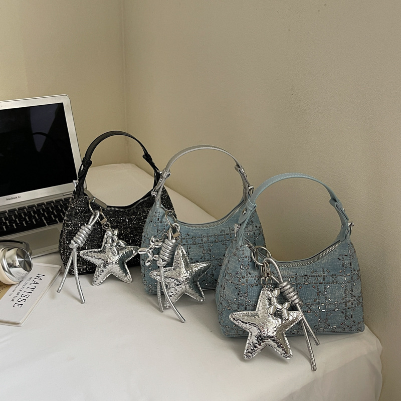 Luxury New Diamond Inlaid Women's Armpit Bag Free Shipping Designer Large Capacity Elegant And Simple Shoulder Bag Casual Shopping Handbag