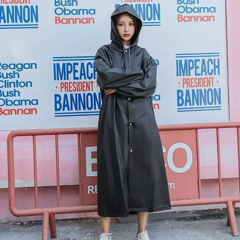 High Quality EVA Unisex Raincoat Thickened Waterproof Women Men Black Camping Waterproof Rainwear Suit Y250814