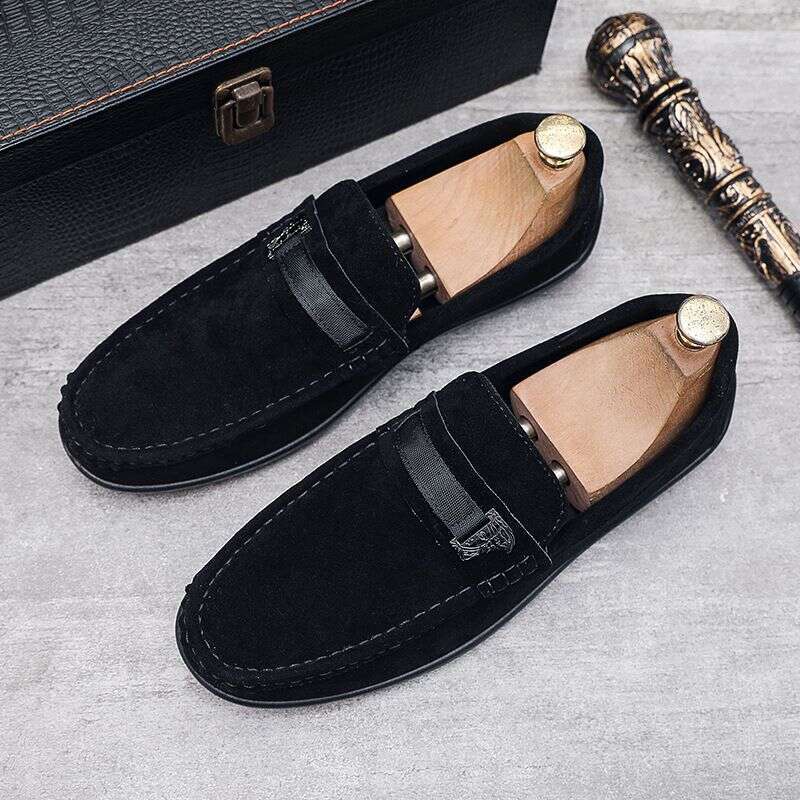 2025 Lefu Trendy Versatile New Men's Casual Bean Business Leather Shoes, And British Hoodie Shoes C010