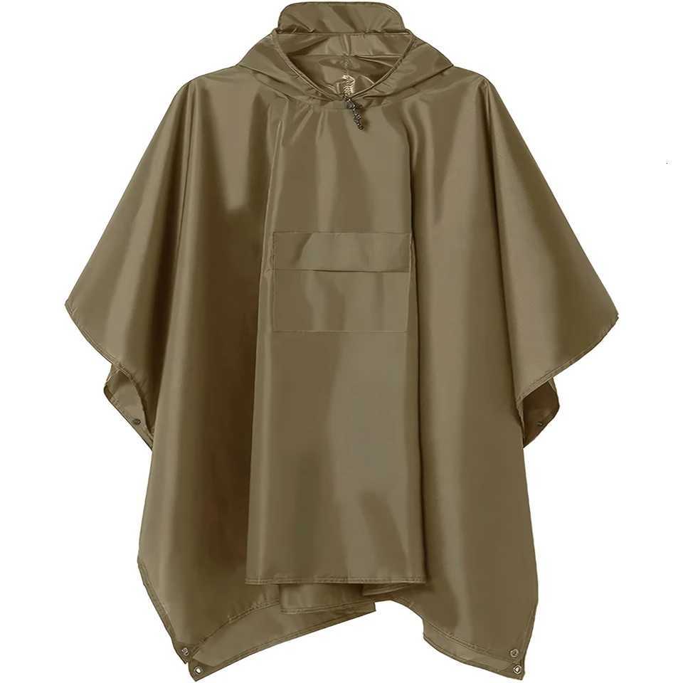 Versatile Mens 3-in-1 Raincoat Waterproof Hooded Poncho with Drawstring Lightweight for All-Season Hiking and Camping Y250814